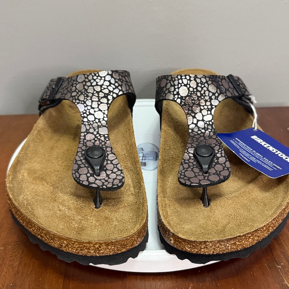 NWT The Birkenstock Gizeh thong sandal in 
"Metallic Stones Black" SZ 41 - Picture 3 of 7